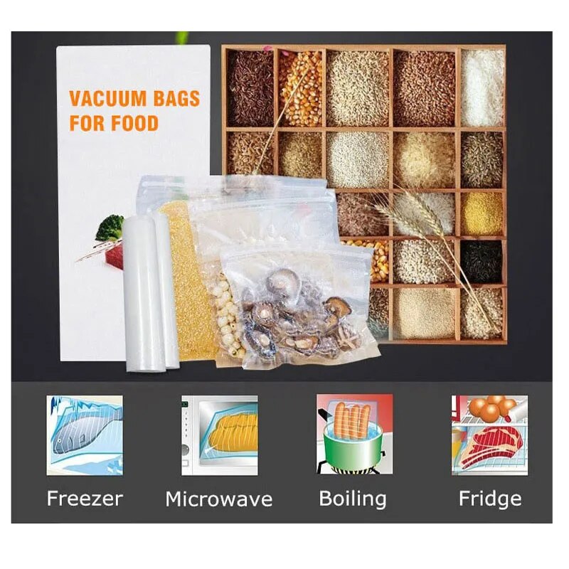 Vacuum Food Sealer Bags Roll Storage For Kitchen